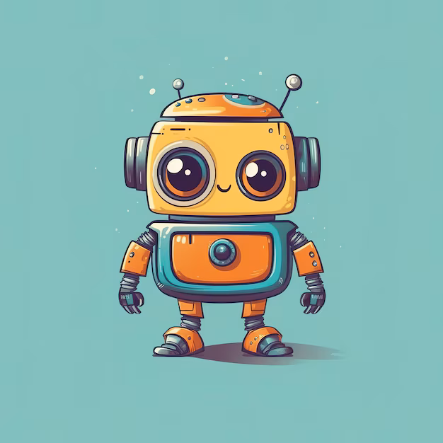 KI-Roboter zeigt nach oben