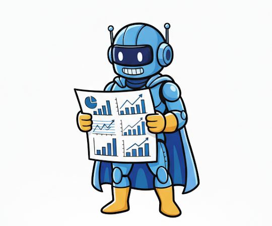 KI-Roboter liest Daten und Statistiken